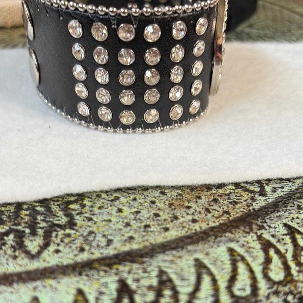 Black Studded Peace Sign Bracelet - Picture 5 of 13